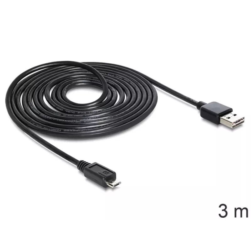 USB-kabel DeLOCK EASY-USB 2.0-A - USB 2.0 Micro-B 3 m