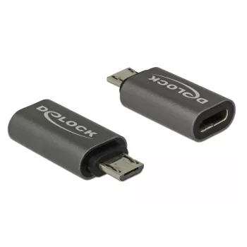 DeLOCK - USB-adapter - USB-C (W) naar Micro-USB Type B (M) - USB 3.1 Gen 1 - 2,8 cm - Antraciet (65927)