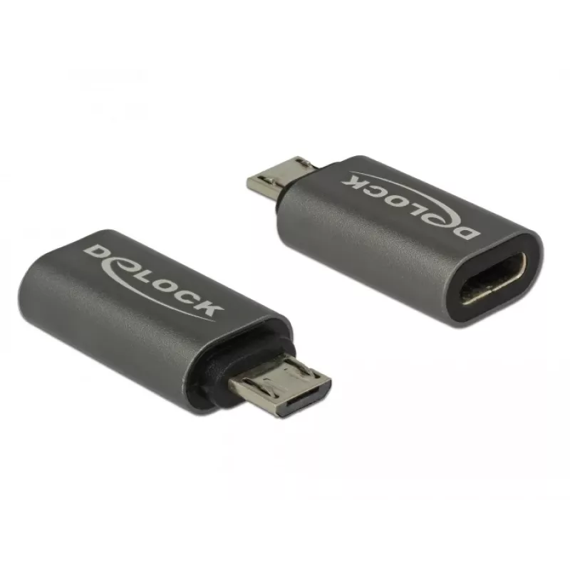 DeLOCK - USB-adapter - USB-C (W) naar Micro-USB Type B (M) - USB 3.1 Gen 1 - 2,8 cm - Antraciet (65927)
