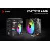 CPU-luchtkoeler SAVIO SAVGCOVORTEXX2ARGB met 4 heatpipes, 120-mm-ARGB-ventilator, zwart