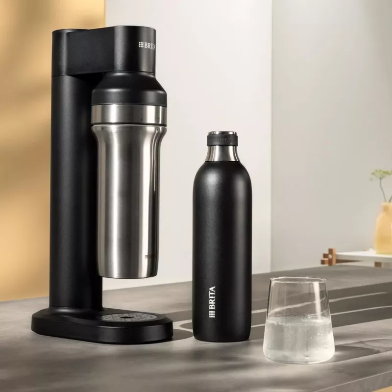 Brita sodaTRIO 1046734 carbonatorfles, roestvrij staal, 1 l, zwart