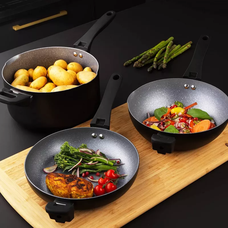 Pannenset Russell Hobbs RH01840EU7 – 4-delig stapelbaar, metallic gemarmerd