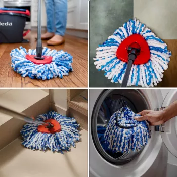 Verwisselbare microvezel mopdoek VILEDA model 178330, blauw/wit, compatibel met Vileda-mops
