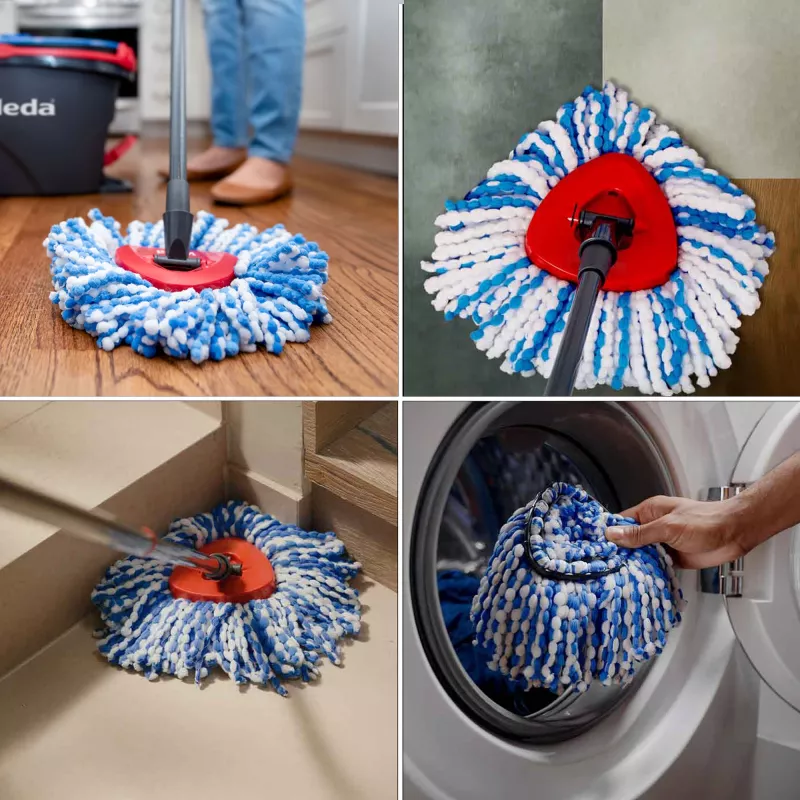 Verwisselbare microvezel mopdoek VILEDA model 178330, blauw/wit, compatibel met Vileda-mops