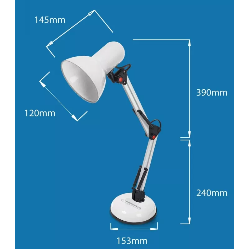 Tafellamp ESPERANZA AVIOR E27 12W LED, zwart, in hoogte verstelbaar, flexibele arm, E27-fitting
