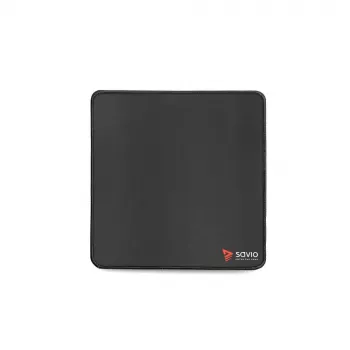 Muispad SAVIO Black Edition Turbo Dynamic S — stof/rubber, 250×250 mm, 2 mm, gestikte randen, antislip