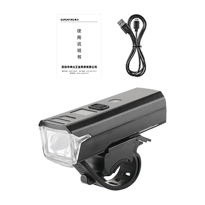 Fiets LED-voorlicht Superfire D6 (model BL56-B) — compact oplaadbaar fietslicht