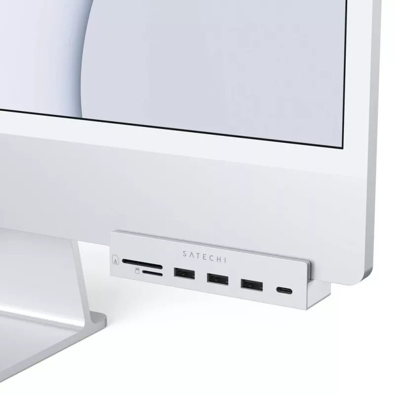 Laptop-dock / poortreplicator Satechi ST-UCICHS USB 3.2 Gen 1 Type-C, USB-A-aansluitingen, SD/MicroSD, zilver