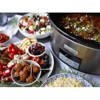 Slowcooker Crock-Pot CSC063X 7,5 L, 320 W, roestvrijstalen behuizing, uitneembare keramische kom