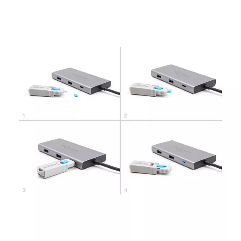Poortblokkering DeLOCK 20926 USB Type-C 5 stuks + vergrendelingsgereedschap