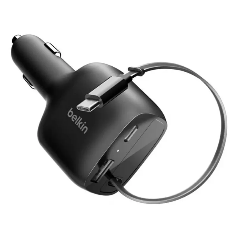 Belkin 75W 2-poorts met oprolbaar USB-C-snoer auto - kabel (CCC001HQBK)