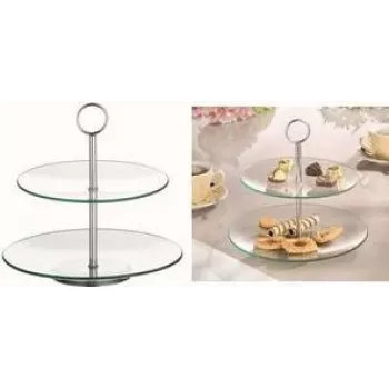 Glazen taartstandaard Esmeyer 2-laags design, model 199-618, helder glas