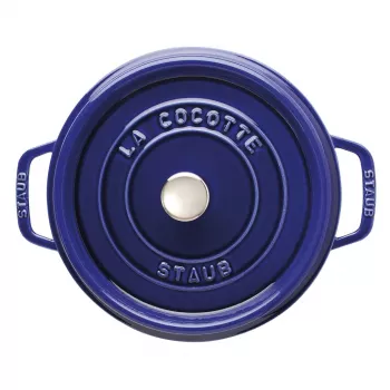 Staub 24 cm ronde gietijzeren cocotte donkerblauw