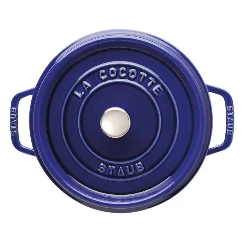 Staub 24 cm ronde gietijzeren cocotte donkerblauw