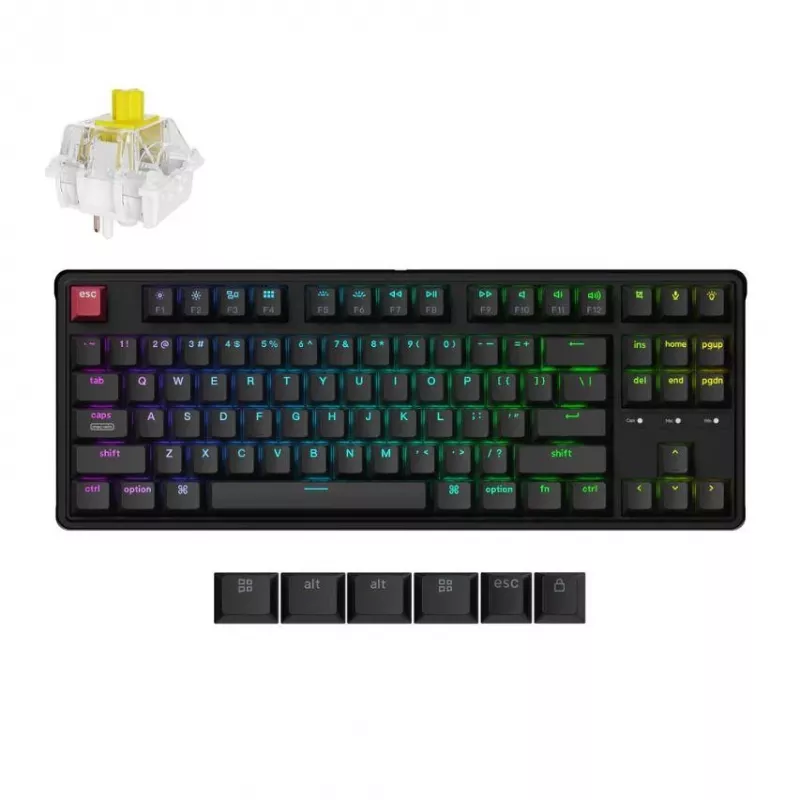 Bekabeld mechanisch toetsenbord Keychron C3PX-H1 RGB, compacte layout, USB-C kabelverbinding