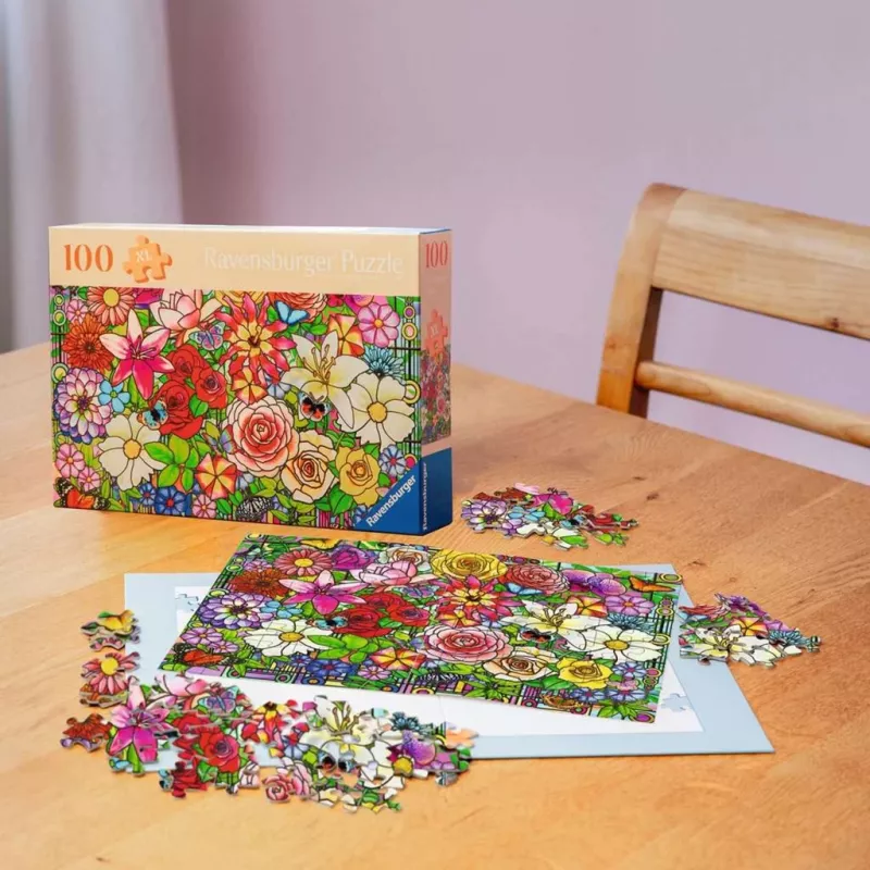 Ravensburger Feel Well & Puzzle - Bloemenvenster, 100 stukjes, tactiele elementen