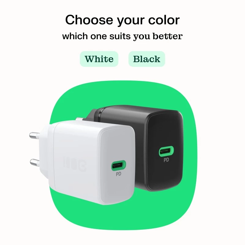 Voeding Green Cell PowerSource Solo30 30W zwart — USB-C enkelpoort-oplader