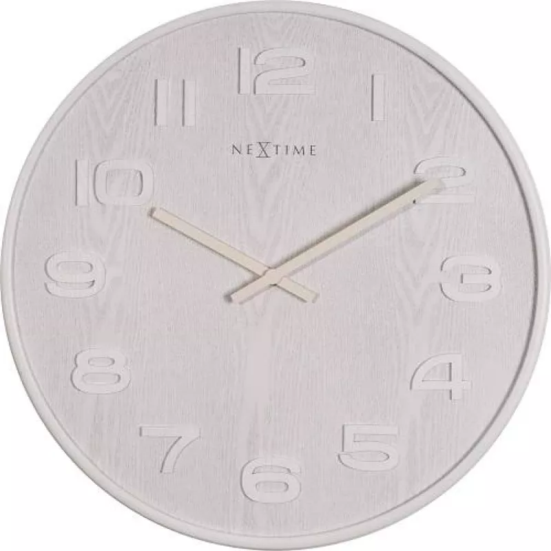 NeXtime 3096WI - wandklok - quartzklok - rond - wit - hout - hout