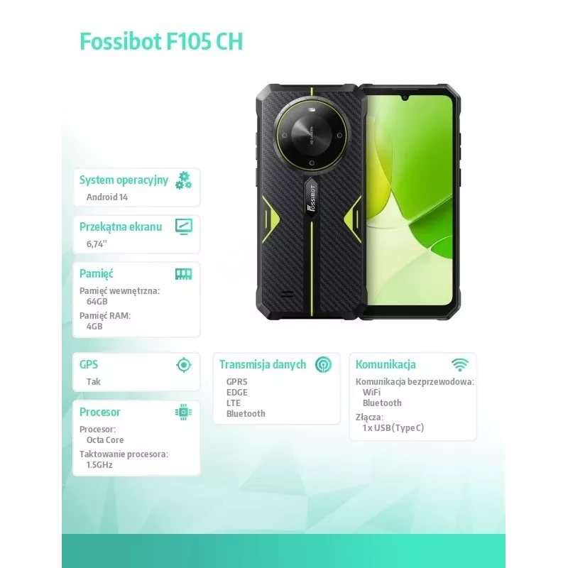 Smartphone FOSSiBOT F105 – model F105 groen CH