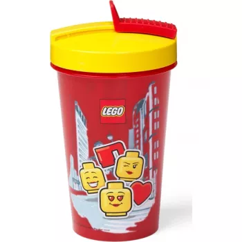 Beker met rietje Room Copenhagen LEGO Iconic Girl Bright Red 500 ml (rood/geel)