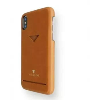 Kaarthouder-achterkant VixFox voor iPhone XSMAX – karamelbruin, achterhoes met kaarthouder