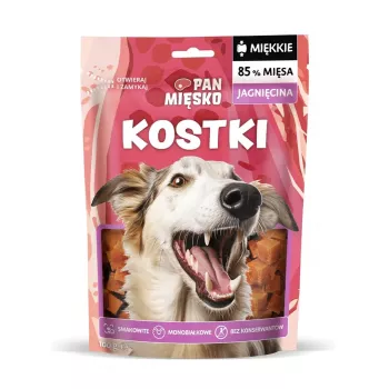 Hondentrainingssnacks Pan Miesko lamsblokjes 100 g — lam als enig ingrediënt, monoproteïne, gluten- en sojavrij