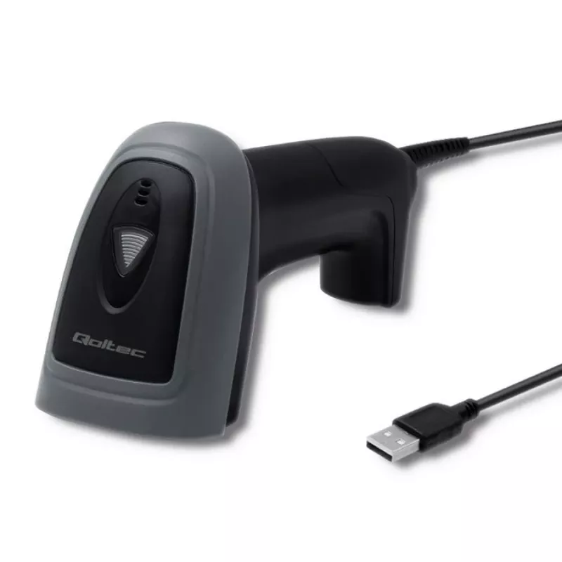 Handbarcodescanner QOLTEC 50863 — 1D/2D-scanner, USB bekabeld, LED-sensor, zwart, 5V, 1,8 m kabel