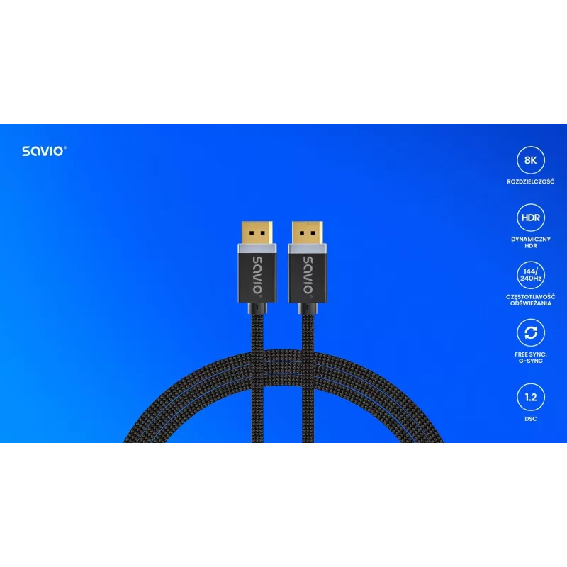 DisplayPort-kabel Savio CL-165 1 m zwart