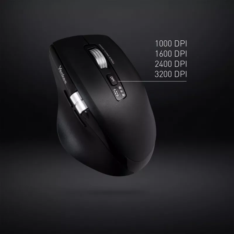 Draadloze muis YENKEE SPIN DUAL 2095BK — compacte optische dual-mode muis, model YMS 2095B SPIN