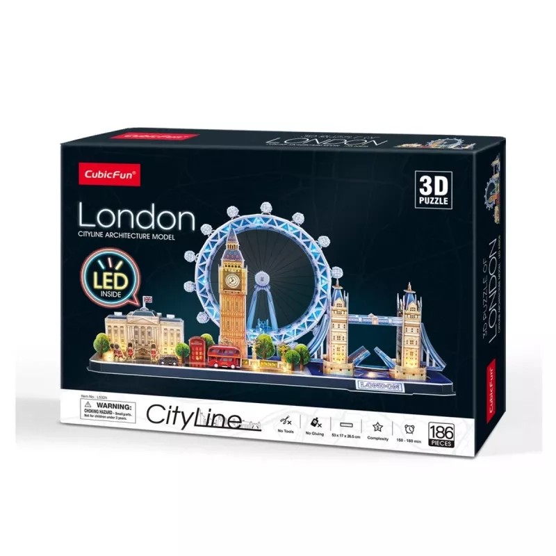 CubicFun 306-20532 City Line London LED 3D-puzzel, 186 stuks