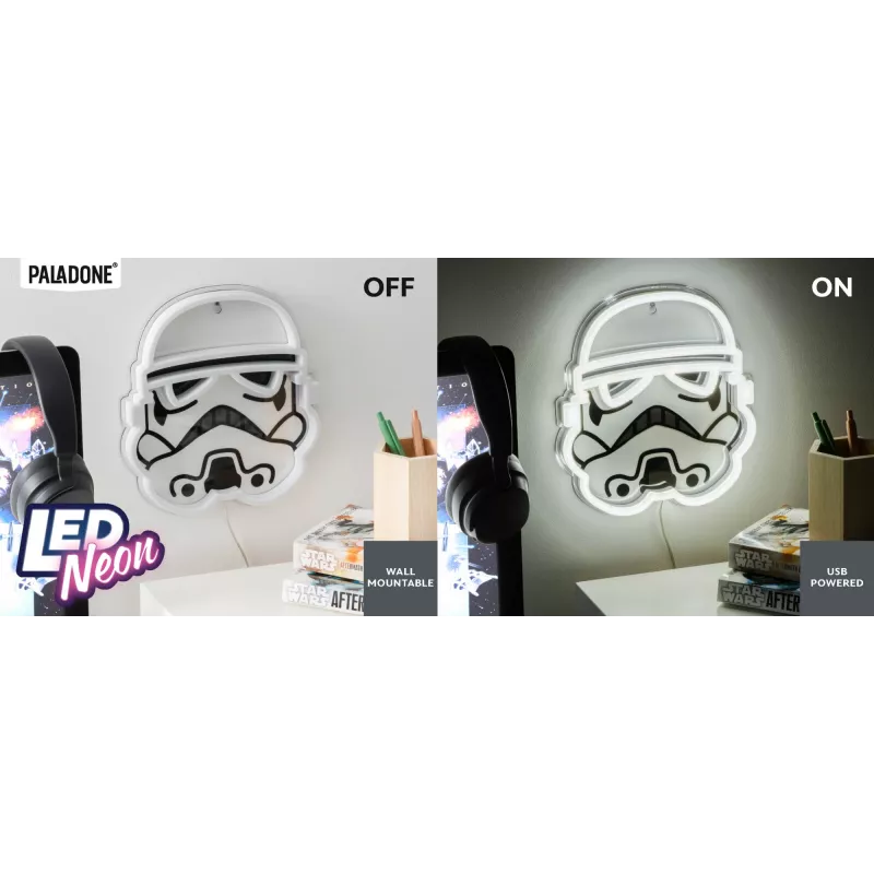 Wandmontierbare LED-neonlamp Paladone Stormtrooper model PP14595SWVN, decoratieve Star Wars-verlichting
