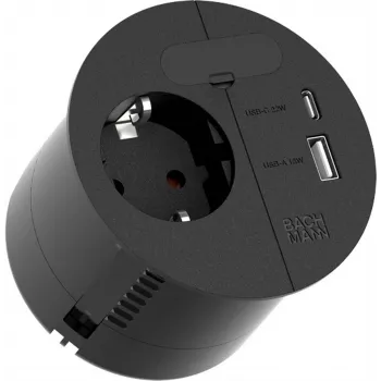 Stekkerdoos Bachmann 938.201 met 1× CEE7/3-stopcontact, 1× USB-A/C 22W, 2,0 m kabel