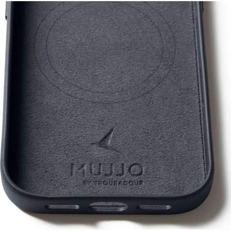 Mujjo Full Leather Case MagSafe hoes voor iPhone 17 Pro grijs