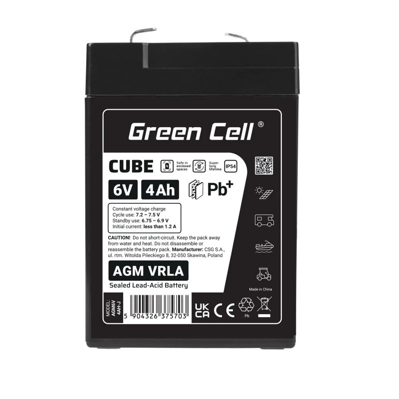 Batterij AGM VRLA 6V 4Ah IP54