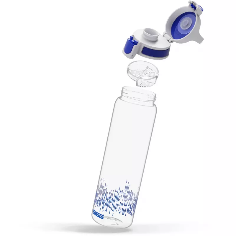 Drinkfles Total Clear One MyPlanet Blue 0,75 L transparant/donkerblauw, eenhandssluiting ONE