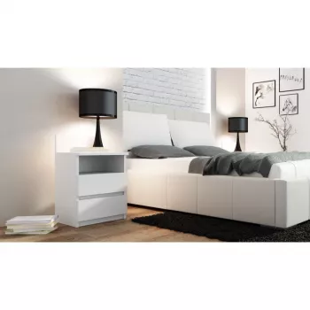 Topeshop M1 BIEL MAT nachtkastje 2 lade(s) wit
