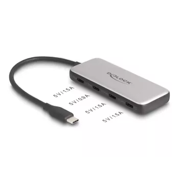 DeLOCK 64261 USB 3.2 Gen 1 Type-C hub 10000 Mbit/s zwart grijs