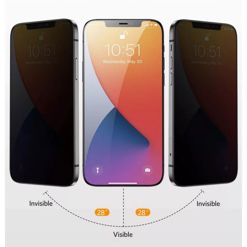 NEVOGLASS 3D PRIVACY, beschermfolie transparant, iPhone 17 Pro / 16 Pro