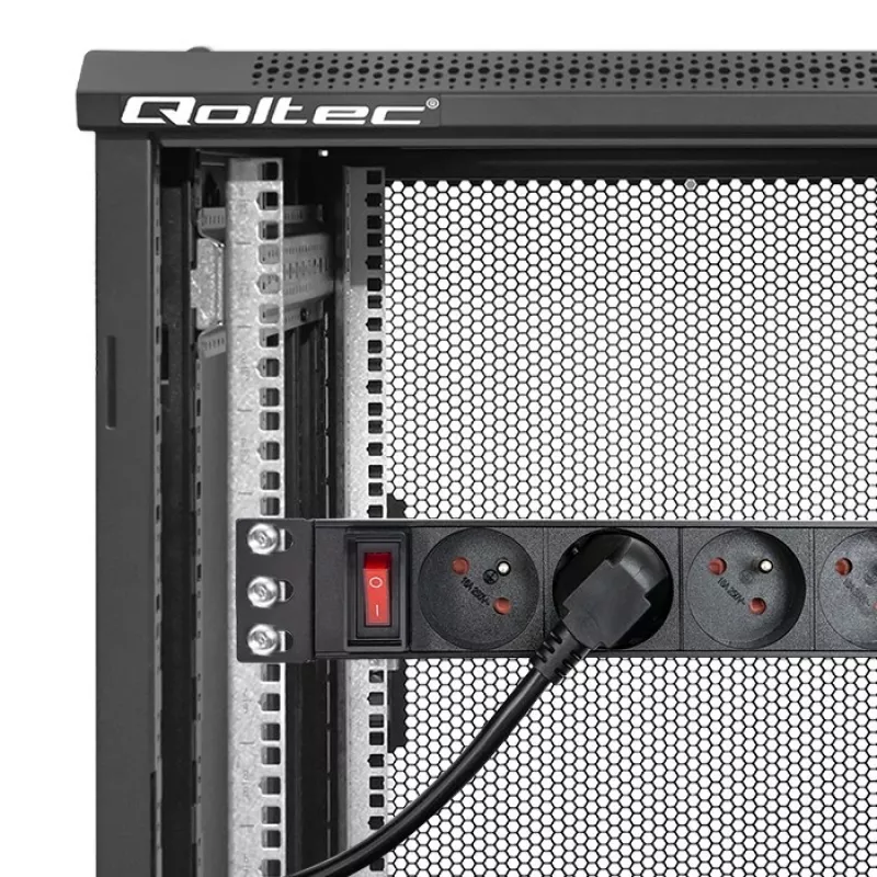 Qoltec aluminium PDU voor 10'' RACK | 1U | 16A | 4xFRANS | 1,8m