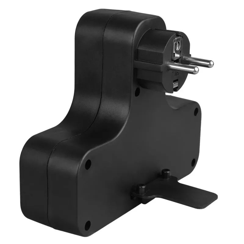Maclean stopcontact, viervoudig met schakelaar, stabilisatievoet, type E, 2x2,5A, 2x16A, MCE224 E/B