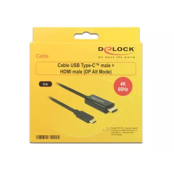 Videokabel-adapter DeLOCK 85292 USB Type-C naar HDMI 3 m zwart
