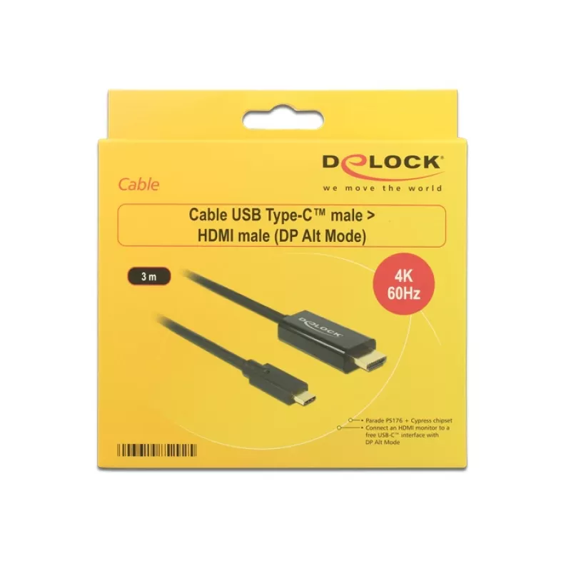 Videokabel-adapter DeLOCK 85292 USB Type-C naar HDMI 3 m zwart