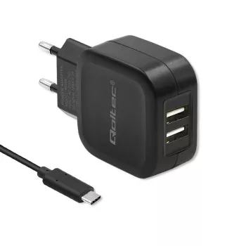 Qoltec 50188 oplader voor mobiele apparaten laptop, smartphone, smartwatch, tablet, telefoon, universeel zwart AC, DC binnen
