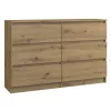 Top e shop M6 120 ARTISAN ladekast, eikenlook, 6 laden, 1200×300×770 mm