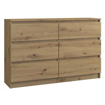 Top e shop M6 120 ARTISAN ladekast, eikenlook, 6 laden, 1200×300×770 mm
