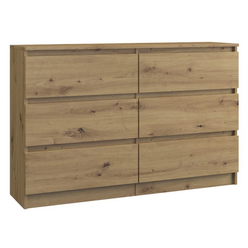 Top e shop M6 120 ARTISAN ladekast, eikenlook, 6 laden, 1200×300×770 mm