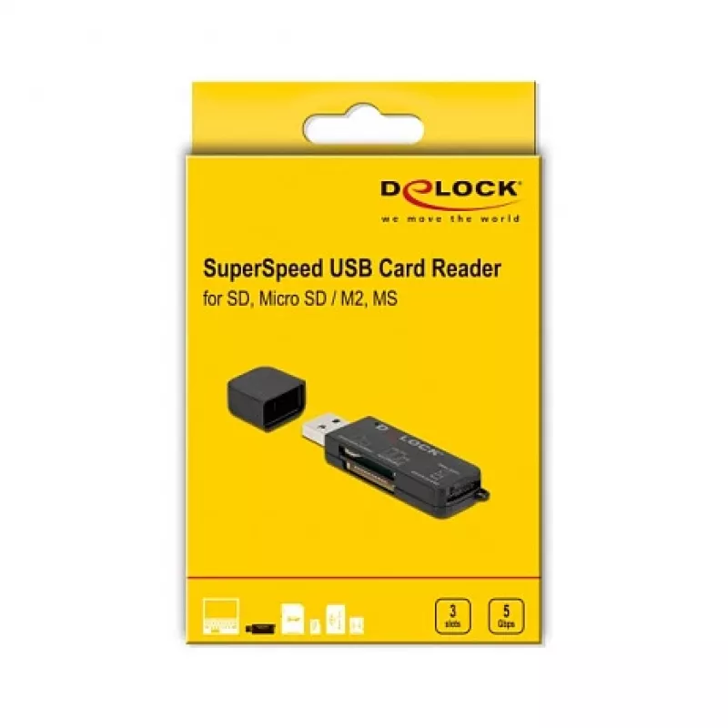 Kaartlezer DeLOCK SuperSpeed USB voor SD Micro SD MS