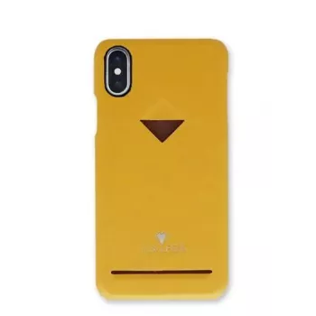 Telefoonhoes VixFox voor iPhone X/XS, mosterdgeel, achterkant met kaartvak
