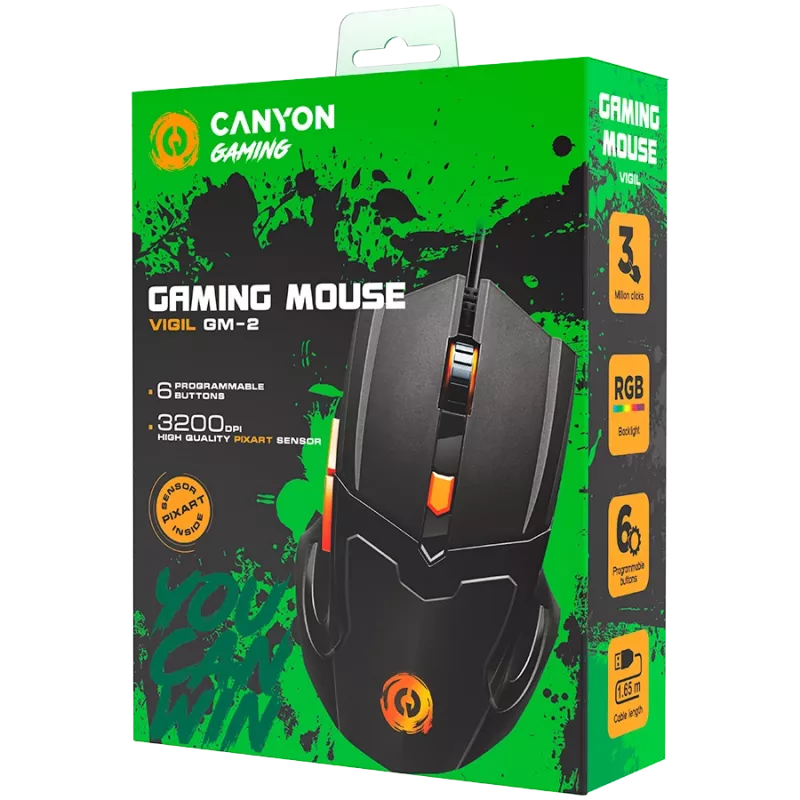CANYON muis Vigil GM-2 RGB 6 toetsen bedraad zwart