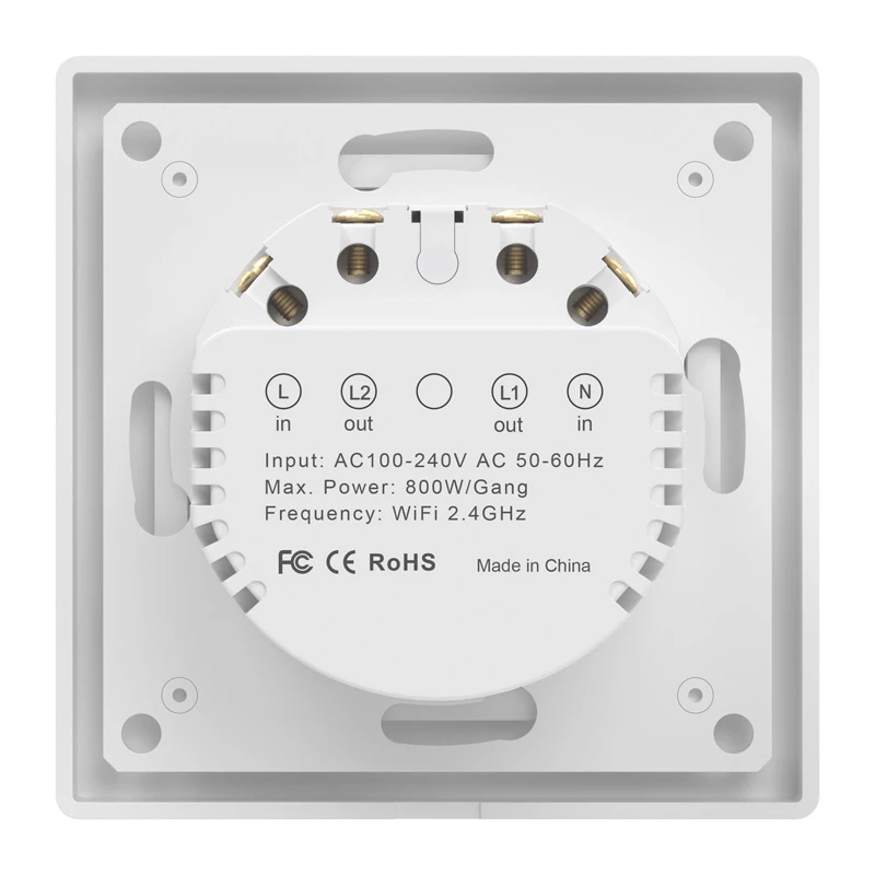 Wandgemonteerde WiFi-touchlichtschakelaar Avatto TS20-EU-W2 — 2-voudig, wit
